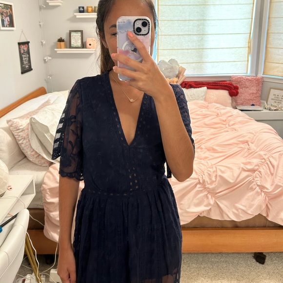 Navy Floral Lace Dress - Picture 8 of 8